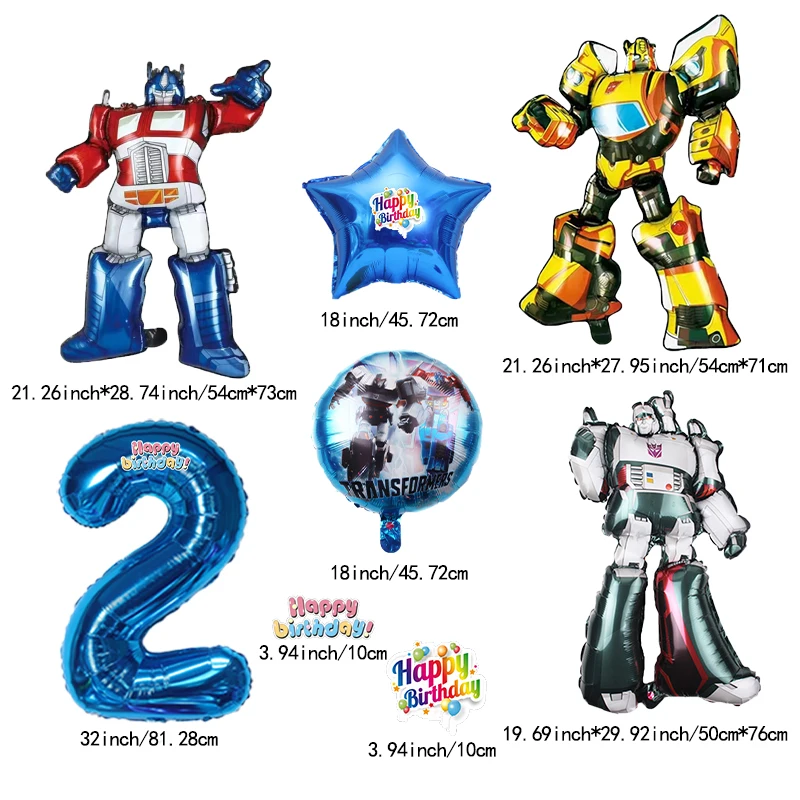 6-teiliges Set Transformations-Geburtstagsparty-Dekorationen Baby-Shower Optimus Prime Bumblebee Aluminiumfolie Digitalballons Geschenke – Detail 6