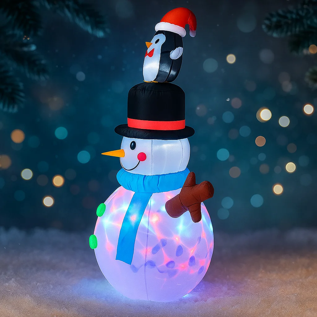 4.92フィート LEDライト付き インフレータブルおもちゃ 雪だるま ペンギン クリスマスデコレーション 庭用 ホリデーギフト クリスマス用品 ホームデコレーションオーナメント