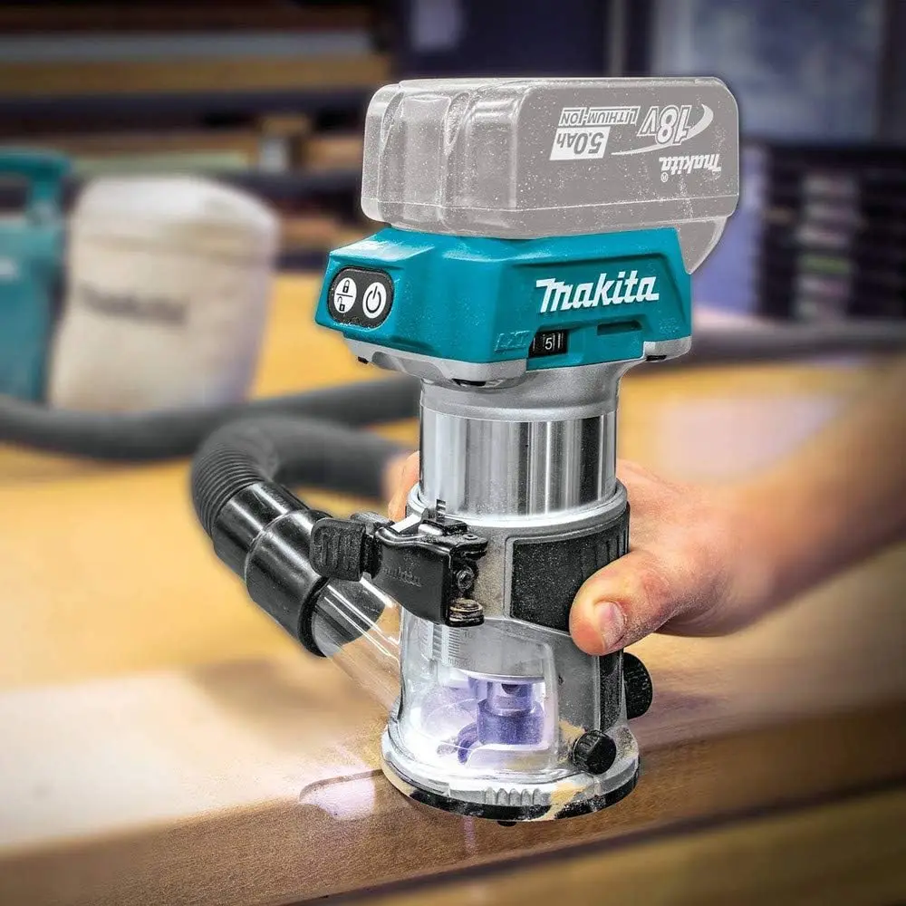 

Makita DRT50 18V LXT Lithium-Ion Brushless Cordless Flush Machine Compact Router Slotting and Milling Tool With Accessories