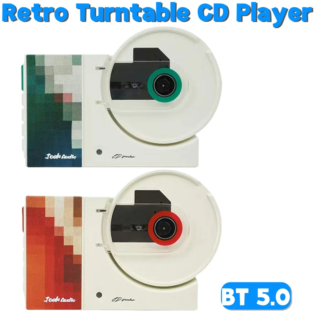 

Retro Turntable CD Player with Remote Control Home Wall Mounted Audio Speaker USB Bluetooth-Compatible AUX Input CD Music Player