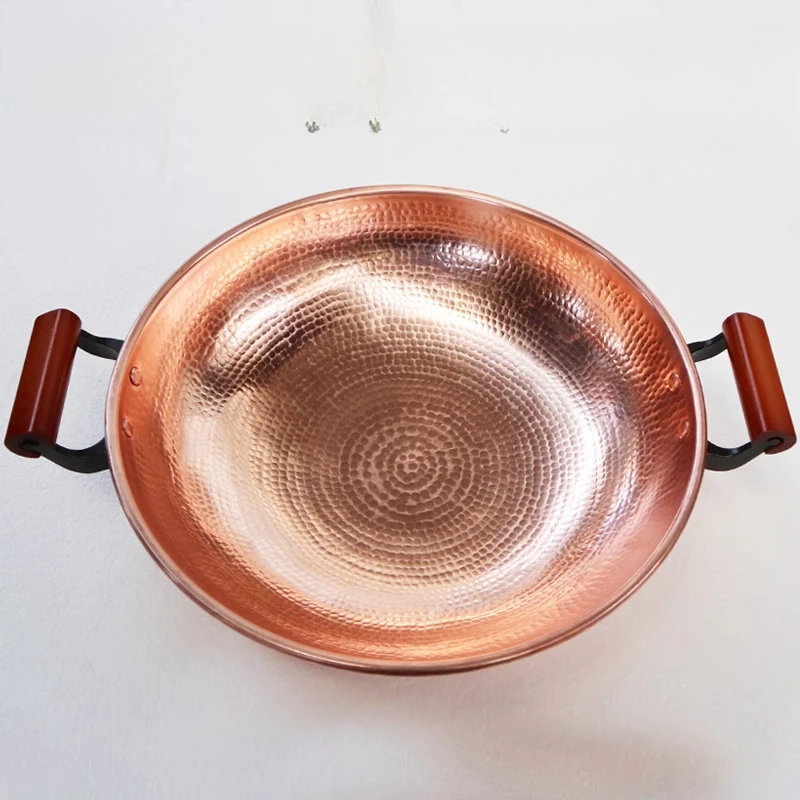 Handmade Copper Woks, Thickened Copper Wok, Kitchen Cookware Cooking Pot , LPG Gas Special Copper Soup Pots Non Stick Pans