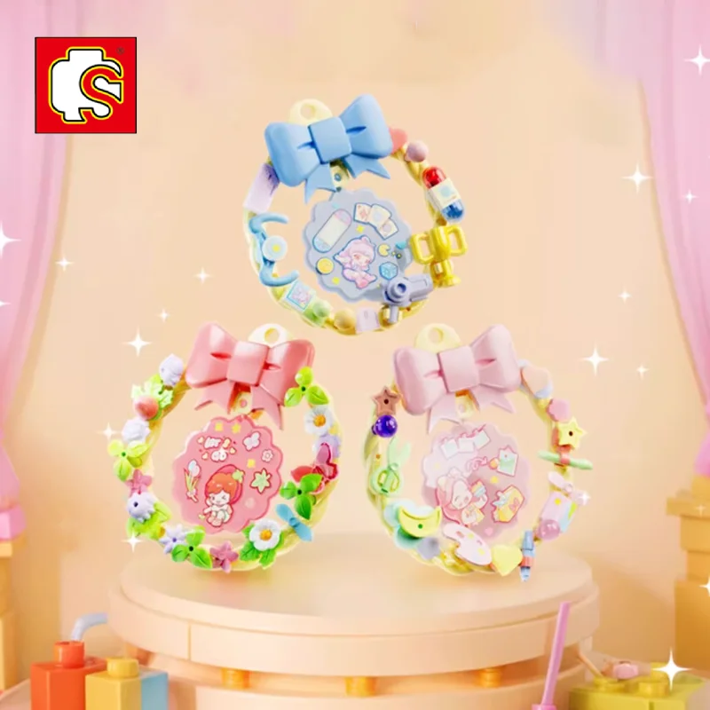 SEMBO Kawaii Originality Bracelet Type Puzzle Block Candy Planet Cartoon Garland DIY Cell Phone Bag Pendant Toys Birthday Gift