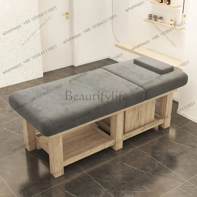 Factory Direct Sales Nordic Adjustable Massage Tables Multifunctional Comfortable Solid Wood Massage Tables Beauty Salon Furnitu