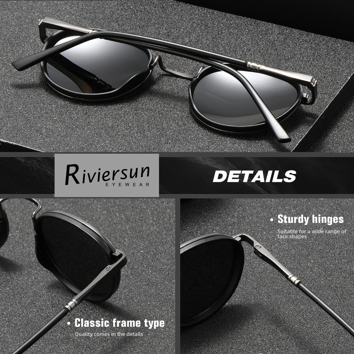Vintage Runde Rahmen Sonnenbrille UV400 Polarisierte Mode Gläser Hohe Qualität Männer/Frauen Fahren Freizeit Brillen – Detail 1