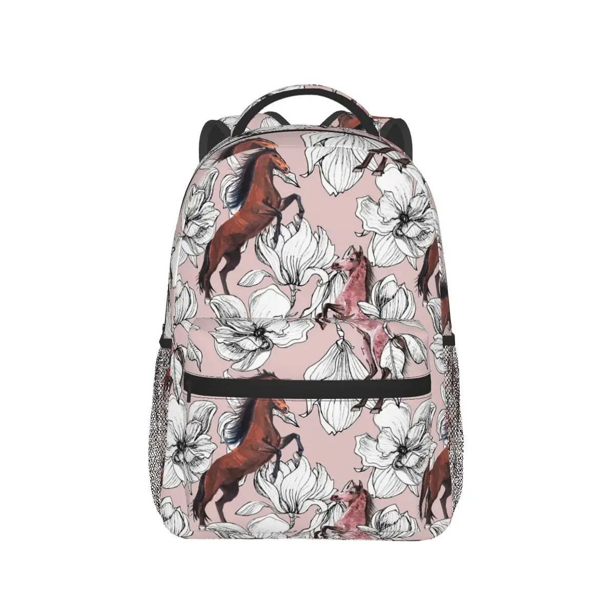 

Horse And Flower Oil Painting Art Backpack Hot Sale Daypack Large Capacity Children BookBag School Bag Shoulder Bags for Unisex