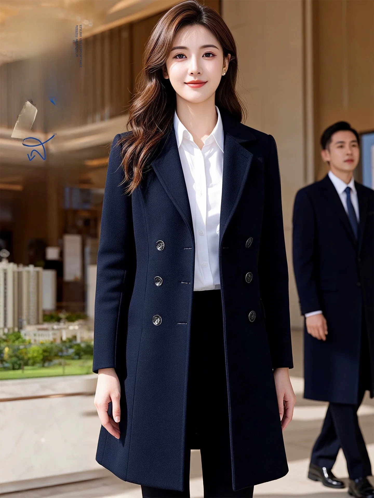 

Шерстяная рабочая одежда Bla: куртка для администратора, менеджера банка, сотрудника автосалона, ювелирного магазина, профессиональная одежда в корейском стиле...