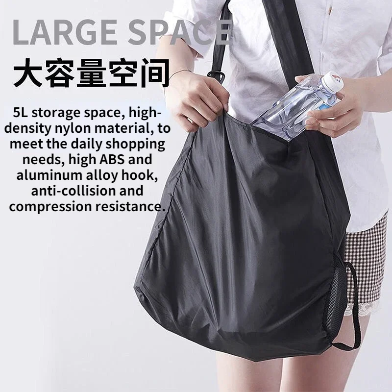 Reusable Storage Bag Large Capacity Folding Shopping Bag with Storage Hook Mini Organizer for Men Women Shopping Organization