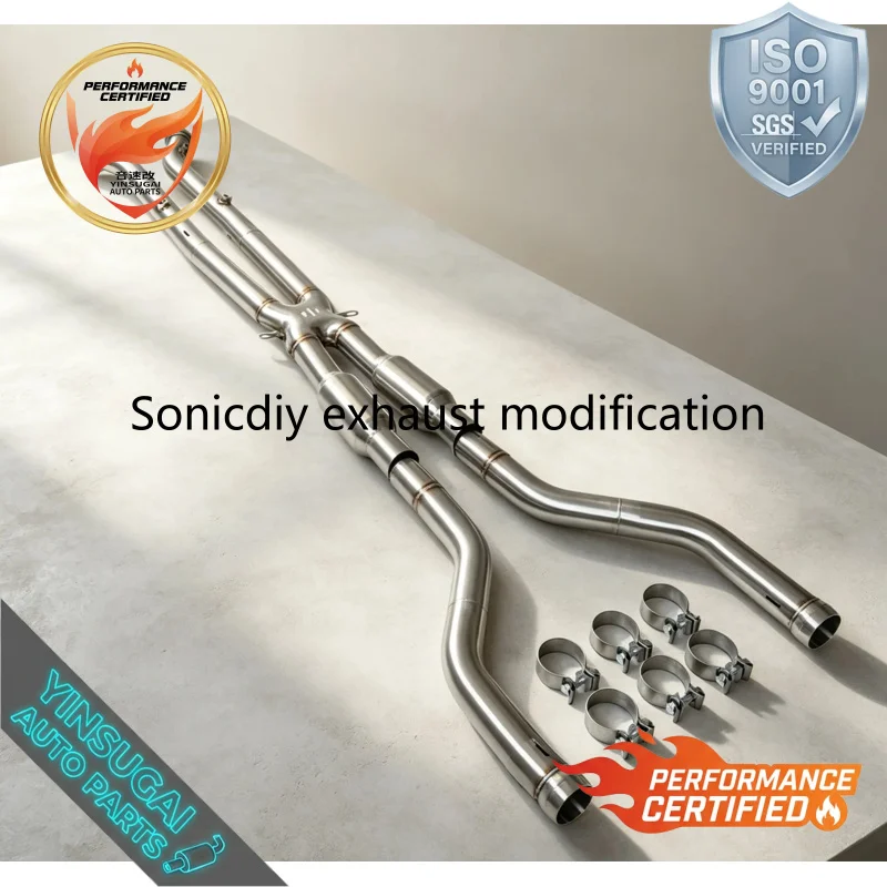 SS304 X-Pipe Resonator Mid Pipe for BMW M3 E90 E92 E93 2007-2013 4.0L Center Section Sport Exhaust Pipe Upgrade