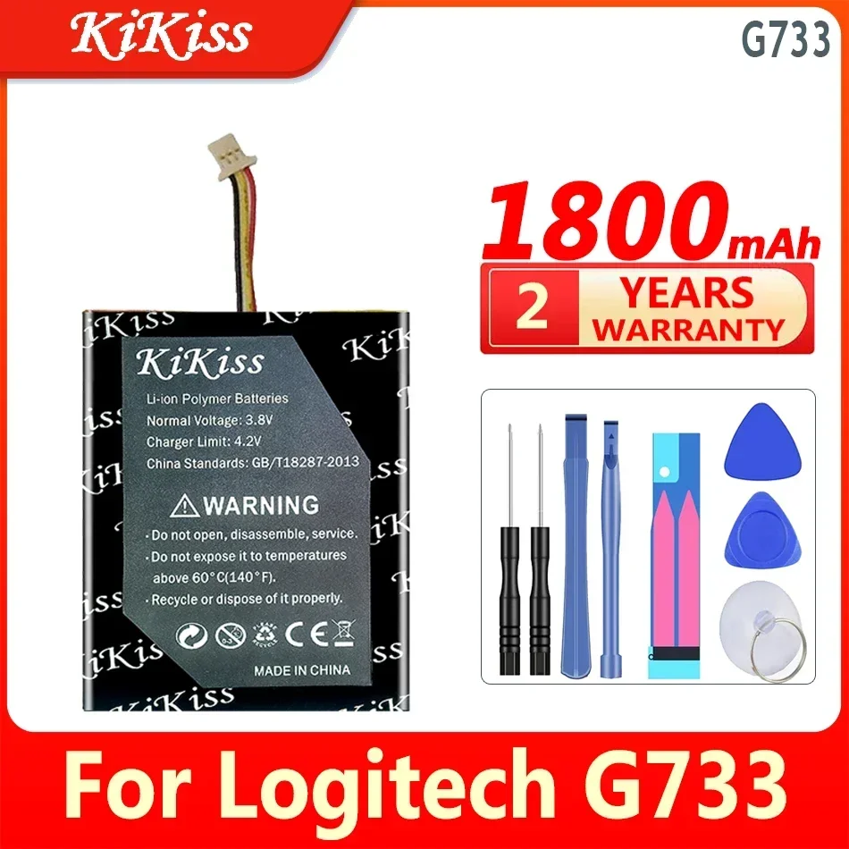 Аккумулятор KiKiss для Logitech G733 LightSpeed, 3-проводная вилка, аккумуляторы G733 Аккумулятор KiKiss для Logitech G733 LightSpeed, 3-проводная вилка, аккумуляторы G733