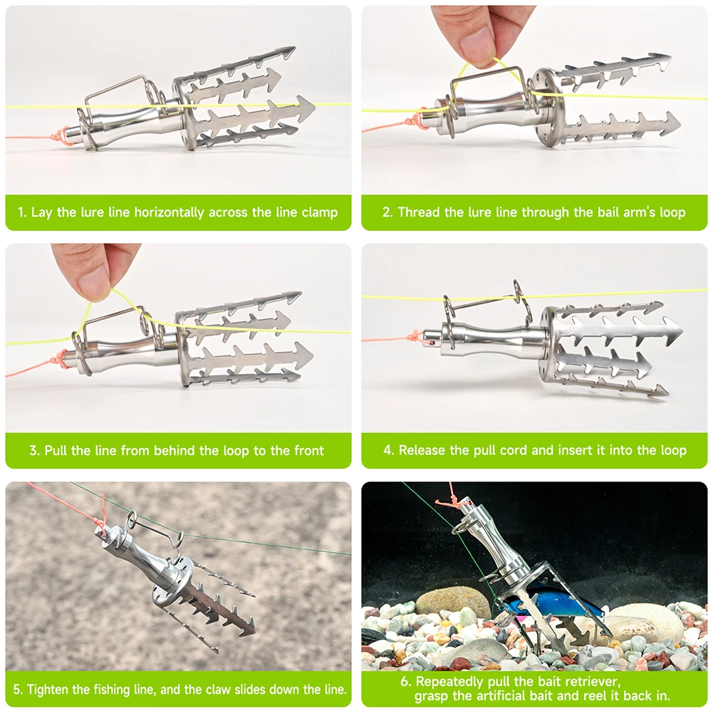 Lure Retriever Bait Snag Recovery Tool With Stainless Steel Grabber Hook And 30 M PE Rope For Freshwater Or Saltwater