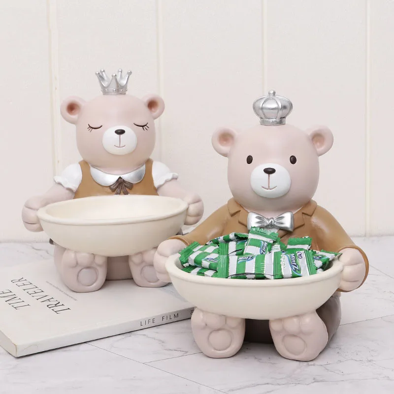 

Nordic Ins Creative Cartoon Resin Bear Storage Box Home Living Room Porch Desktop Key Snack Small Object Storage Crafts Gifts