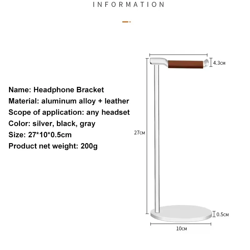 Curved Aluminum Headphone Stand Rack Sturdy Metal Gaming Headset Earphone Holder Hanger with Solid Base for Table Desk Display