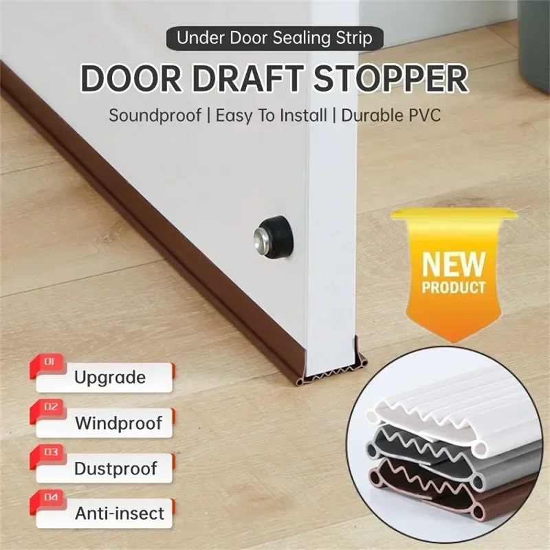 Wave Bottom Door Draft Stopper Weather Strip Anti-Cold Noise Blocker Soundproof Door Sweeps for Interior Doors Gap Filler Home