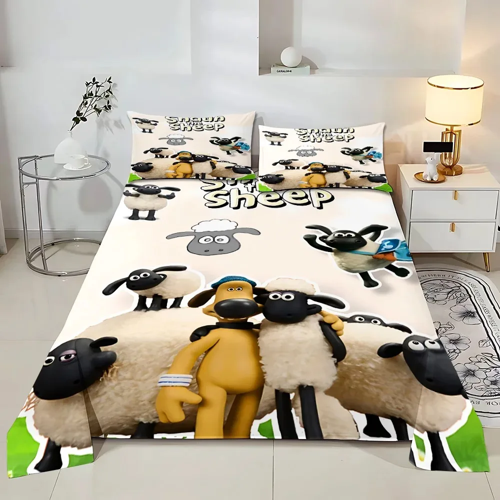 ผ้านวมปลอกหมอนชุดเครื่องนอนผู้ใหญ่เด็กผู้หญิงตกแต่งห้องนอนเด็กของขวัญเดี่ยวคู่ขนาดใหญ่ขนาด S-Shaun แกะ
