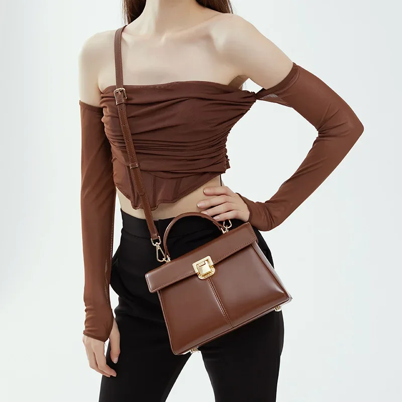 2024 New Genuine Leather Advanced Texture Handbag One-Shoulder Crossboby Bag Purses and Handbags