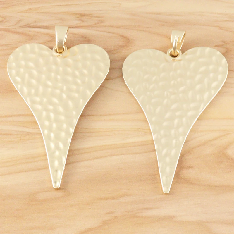 1 Piece Matt Gold Color Large Hammered Heart Charms Pendants for Necklace Jewellery Making Accessories 59x99mm