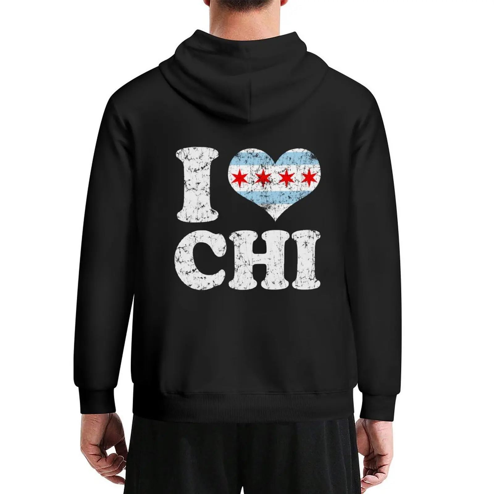 

I Heart CHI Chicago Flag Hoodie korean autumn clothes men's coat men's sweat-shirt set japanese style new hooded tee