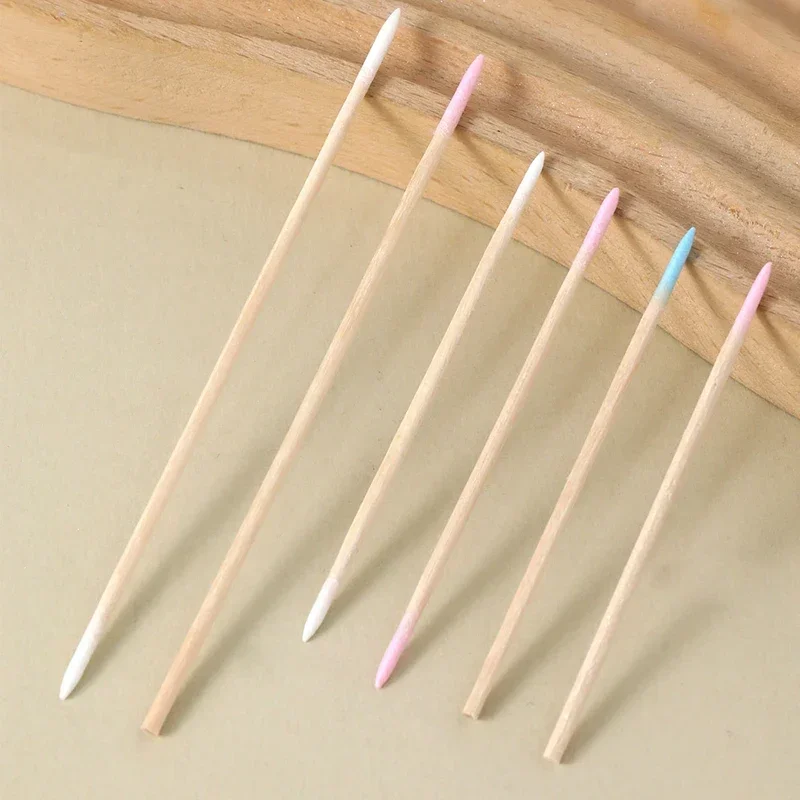 300/200/100Pcs Nails Wood Swab Cleaning Sticks Bud Tip Wooden Cotton Head Manicure Detail Corrector Nail Polish Remover Tools