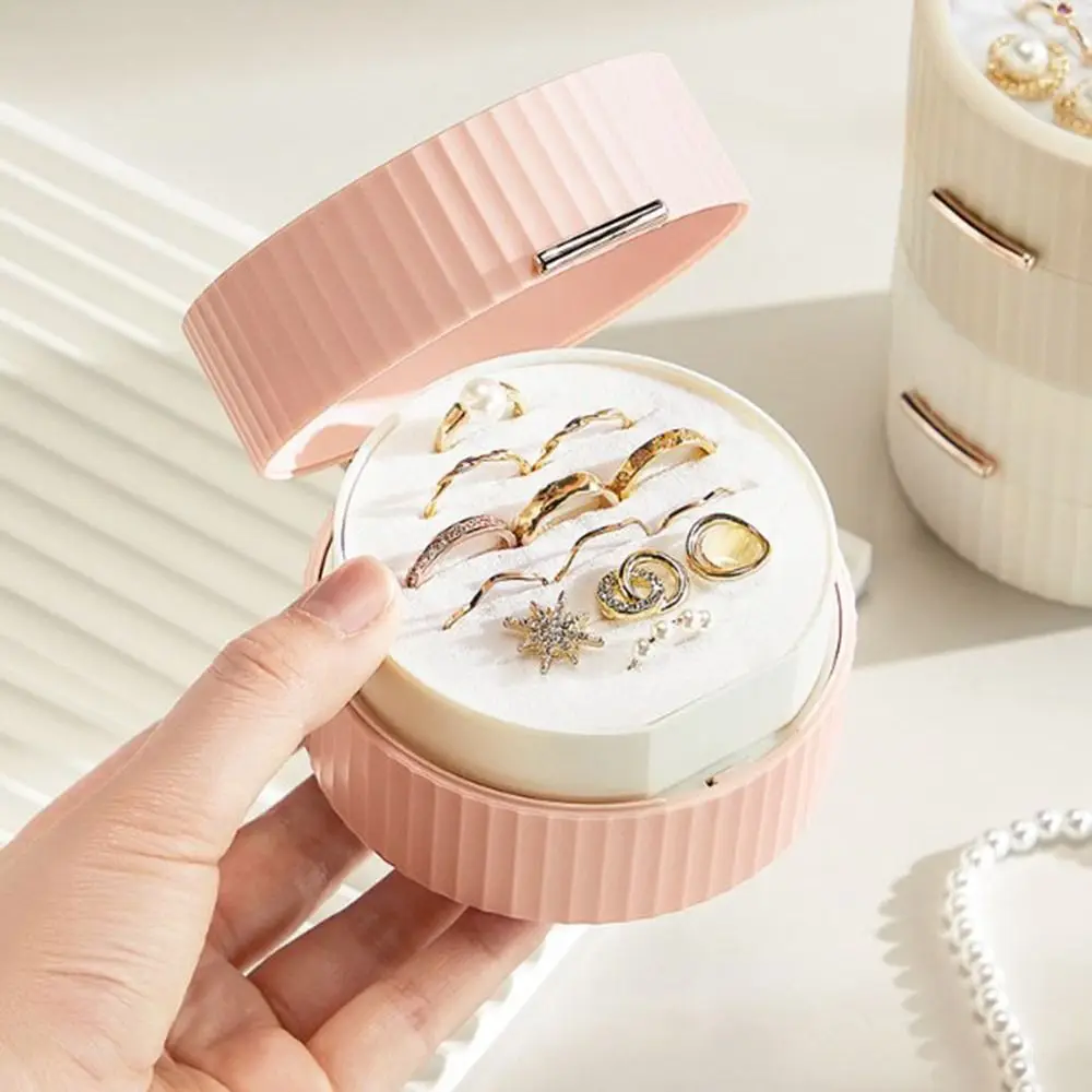 Macaron Portable Jewelry Organizer Double Layer Solid Color Earrings Rings Storage Box Multifunctional Mini Jewelry Display Box