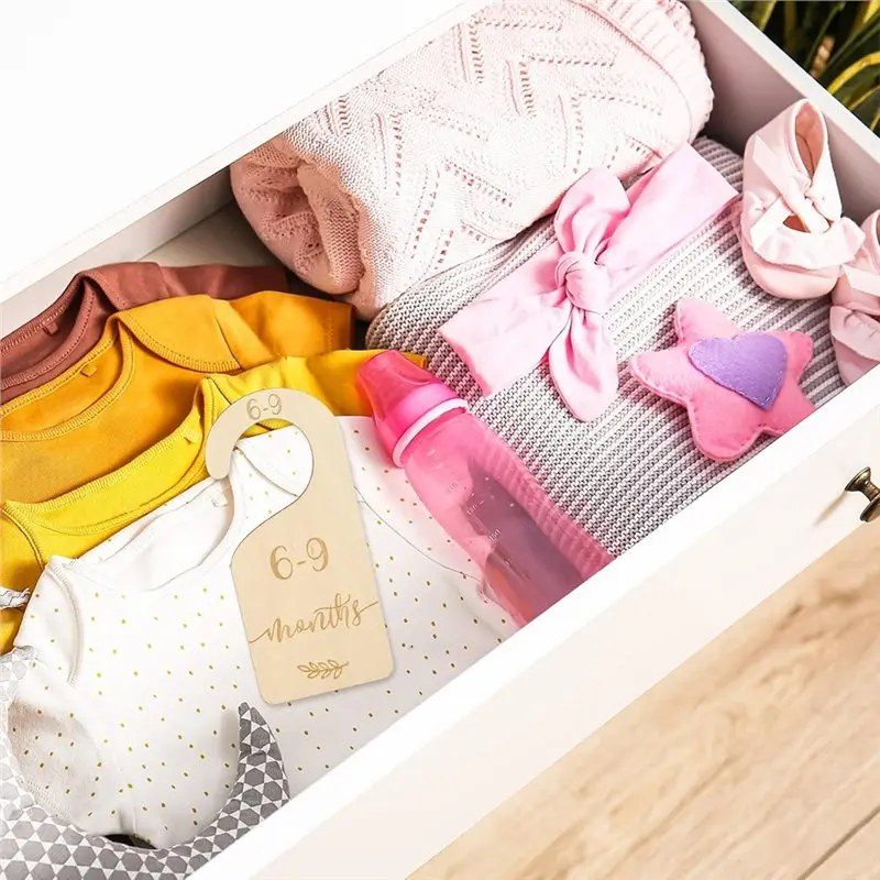 GYTB-Wooden Untuk Ukuran Bayi Baru Lahir Hingga 24 Bulan Set Pembagi Lemari Bayi Dengan Tas Jinjing Beludru Biru