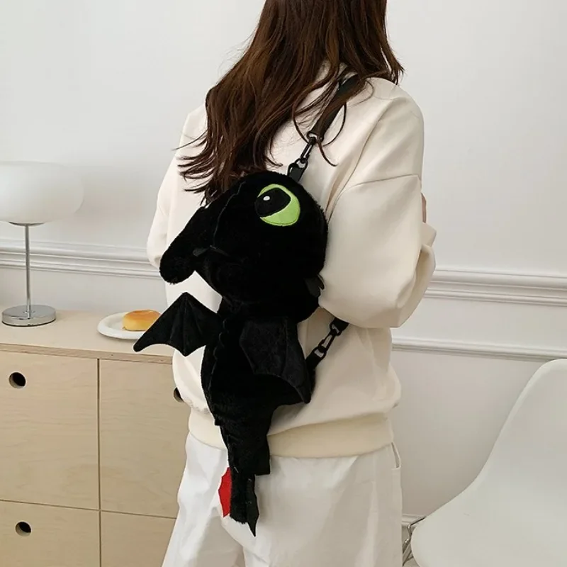 How To Train Your Dragons Adorable Toothless Backpack & Crossbody Sling Bag Soft Cartoon Design Adjustable Straps view 6