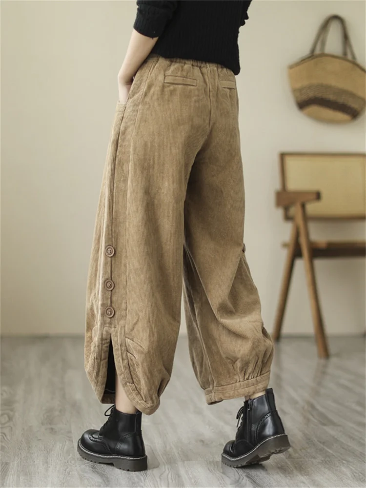 Oversized Korea Winter Velvet Corduroy Hig Waist Ankle Length Pant 2023  Women Harem Pants Ladies Casual Loose Vintage Trousers