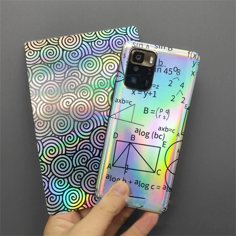 50 Pcs Laser Printing Back Film Sticker Colorful Shinny Mobilephones Back Cover Protective Film for Cutting Machine Decoration