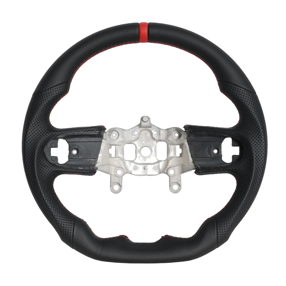 Full Leather Car Steering Wheel Perforated For Jeep Wrangler JL 2018-2023 Models Sport Wheel Black Smooth Leather