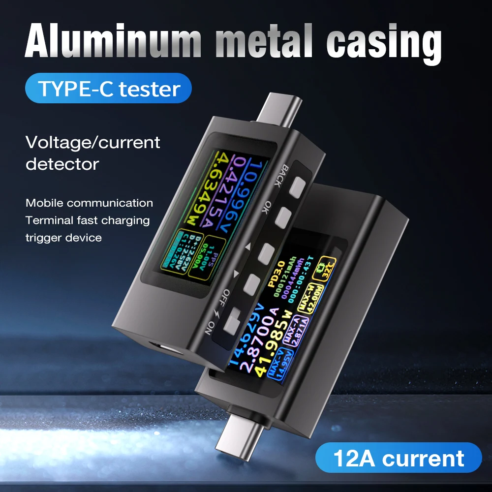 KWS Typ-C Ladetester DC 4-30V 0-12A Digital Voltmeter Spannung Strom Meter Amperemeter Power Bank Telefon Ladegerät Anzeige – Detail 1