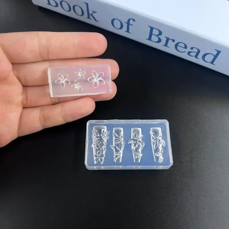 แม่พิมพ์ซิลิโคนลายดอกไม้ 3 มิติ 3 ชิ้น/ชุด พร้อมปากกาแกะสลัก ลายดอกไม้ฤดูใบไม้ผลิ สำหรับทำเล็บ แม่แบบตกแต่งเล็บ DIY อุปกรณ์ตกแต่งเล็บ