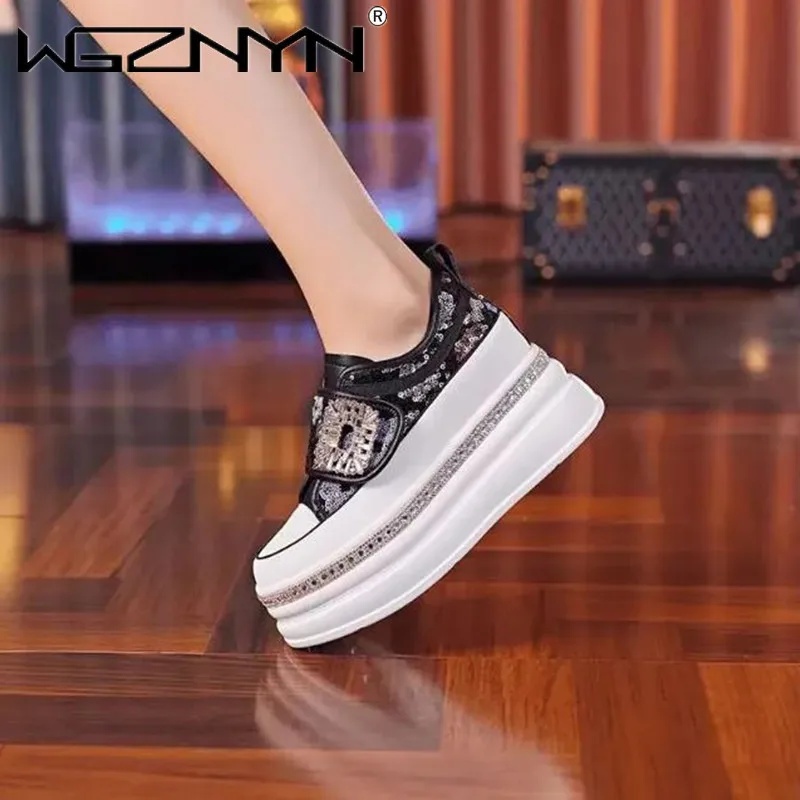 Fashion NEW Sequins Women Sneakers New Mesh Crystal Fashion Party Platform Women Shoes Thick Bottom Gladiator Sport Luxury Shoes