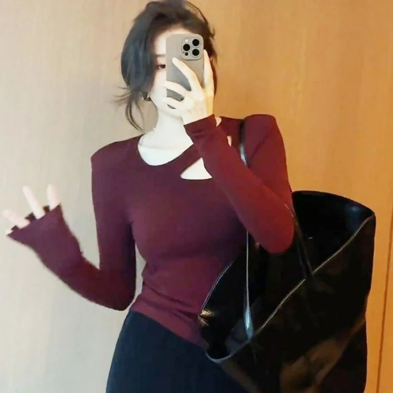 

Женский базовый слой большого размера 90-300 фунтов, осень-зима 2026, теплый топ с подогревом и внутренним слоем, футболка с длинными рукавами и вырезом