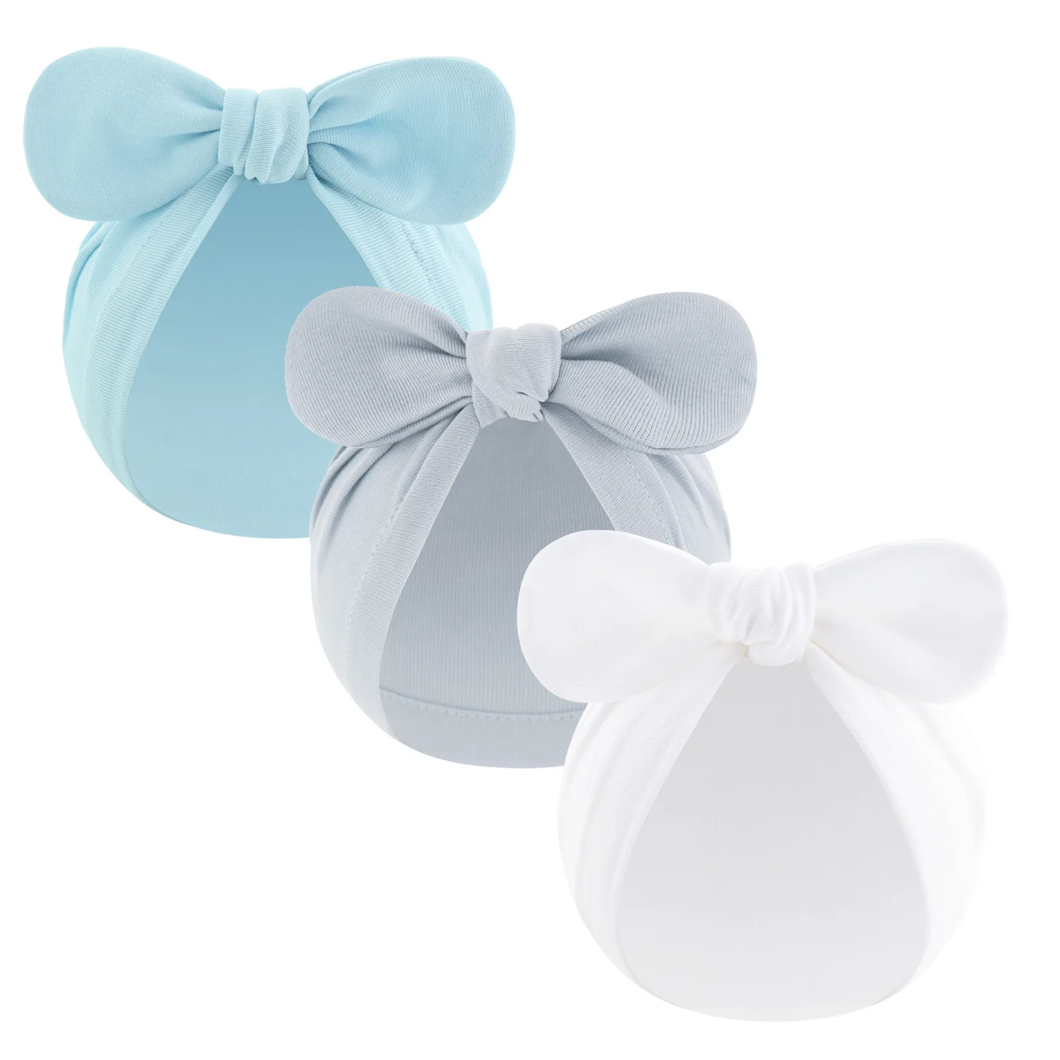 

3pcs Baby Girls Boys Hat Cute Flower Knot Bunny Ears Hat Cotton Newborn Beanie Caps For Kids Toddler Infant Hair Accessories