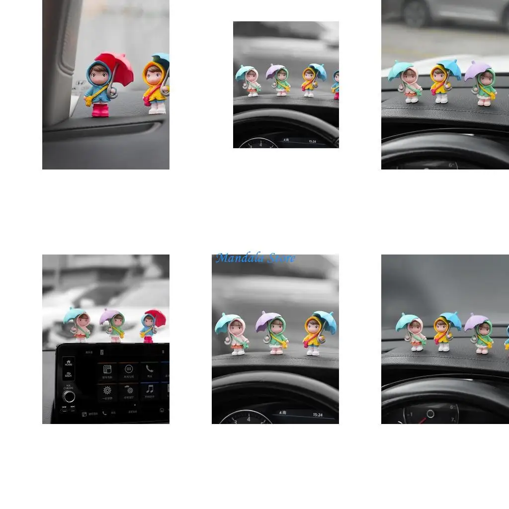 

U2JC Unique Umbrella Girl Dashboard Figurine Car Accessories Resins Craft Auto Interior Decors