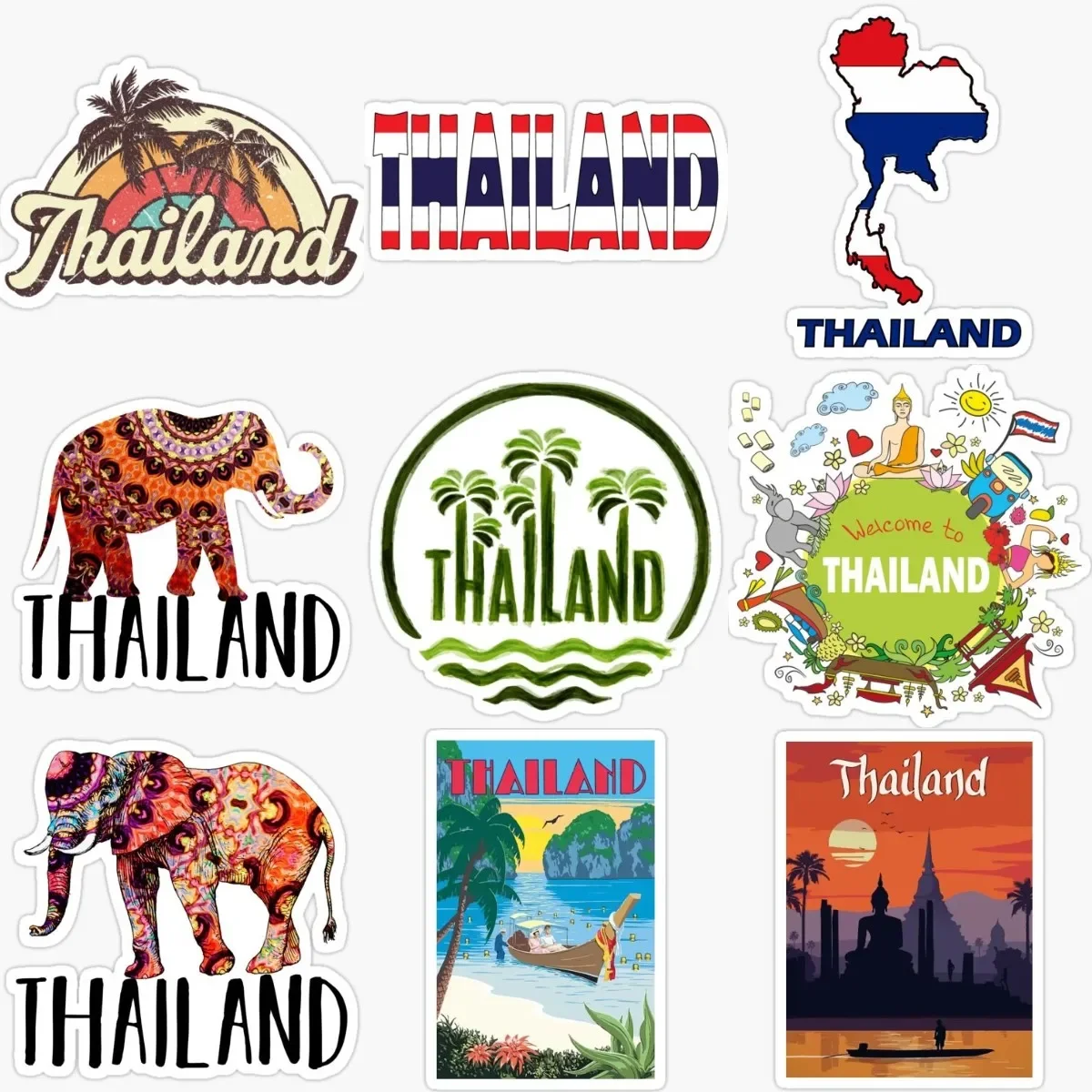 

T Thailand Flag Map Elephant National Emblem Creative Accessories Sticker for Decorate Wall Car Window Van Camper Bumper Decal