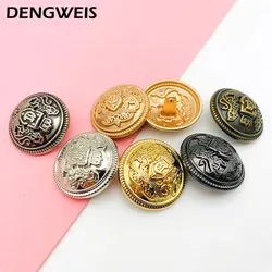 15/18/20/23/25mm Vintage Metal Clothing Buttons Crown Design British College Style Jacket Garment Sewing Decorative Buttons 6pcs