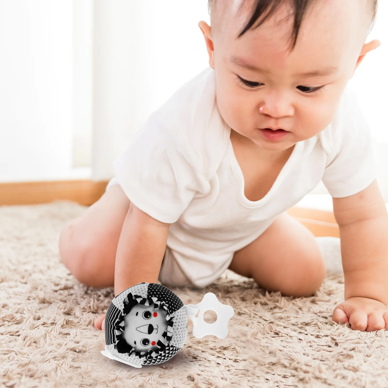 Leone Baby Grabbing Ball Neonati Prima educazione Tessuto morbido Tag sensoriali tattili Sonagli Tummy Times Passeggino