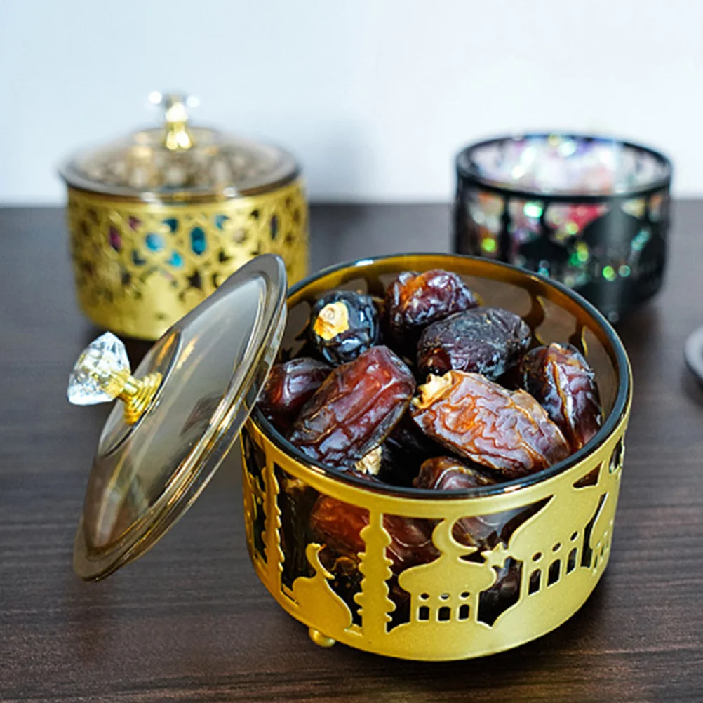 

Candy Tray for Eid Dish with Lid Decorations Ramadan Elements Dried Fruit Container Plastic