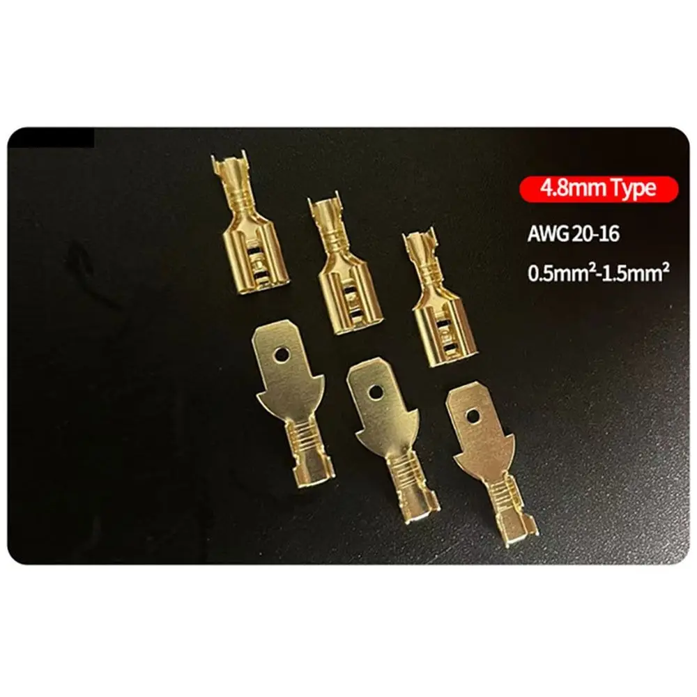 50Pcs 2.8/4.8/6.3mm Wire Connectors Female/Male with Transparent Insulating Sleeves Spade Terminals Assortment Kit Brass