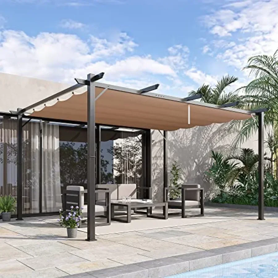 Patio Pergola with Retractable Pergola  Backyard Shade Shelter for Porch Outdoor Party Garden Grill Gazebo