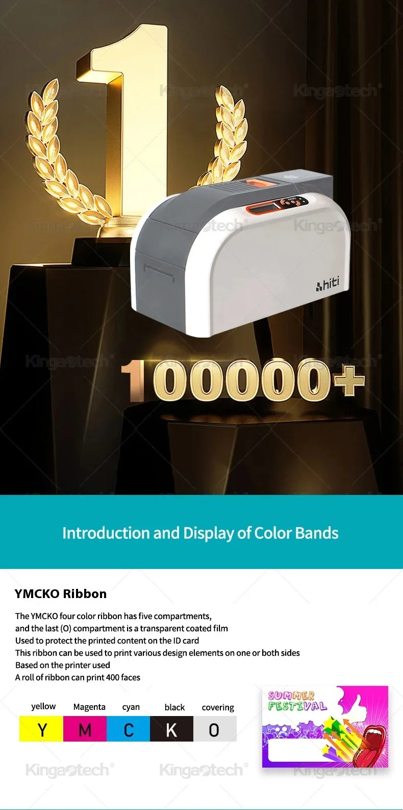 شريط ملون جديد YMCKO لطابعة بطاقات HITI CS200e CS220e CS290e يرجى تأكيد إصدار البرامج الثابتة قبل الطلب #6