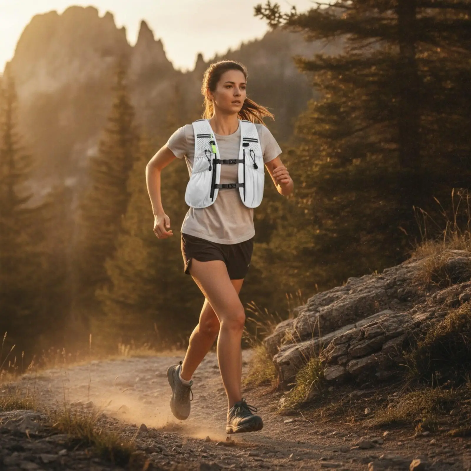 Compact Water Carrying Running Vest for Marathon Training with Curved Shoulder Straps and Soft Back Panel