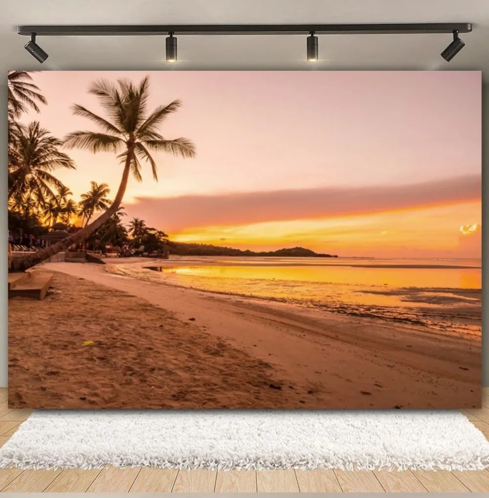 Plage tropicale océan photographie toile de fond été bord de mer palmier Nature paysage bébé anniversaire vacances fête Photo fond