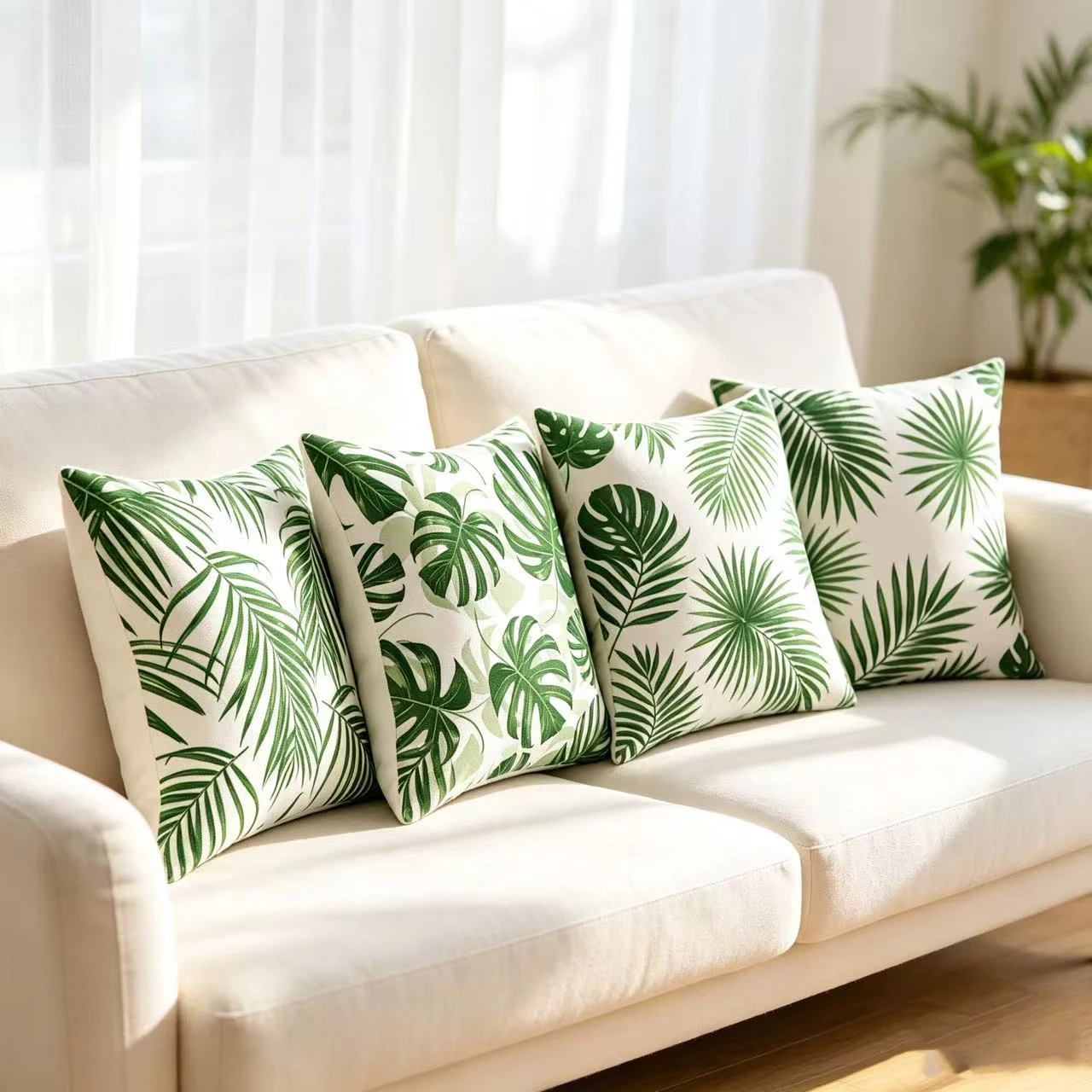 Tropical Leaf Green Plant Throw Pillow Case Decorative Pillowcase Living Room Sofa Office Seat Cushion Cover Home Gift Decor