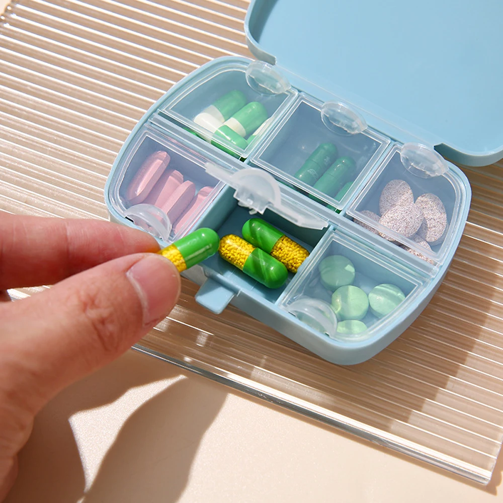 1pc Travel Pill Organizer, 6 Compartments Daily Pill Case, Compact Medicine Vitamin Container, Portable Small Pill Box for Purse