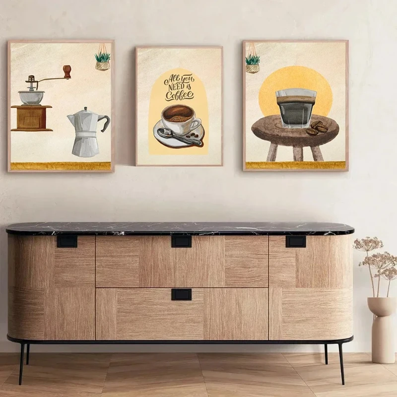 Coffee Made Guide Drink Breakfast Food Quotes Anime Poster Prints Canvas Painting Wall Art Pictures for Kitchen Cafe Home Dec