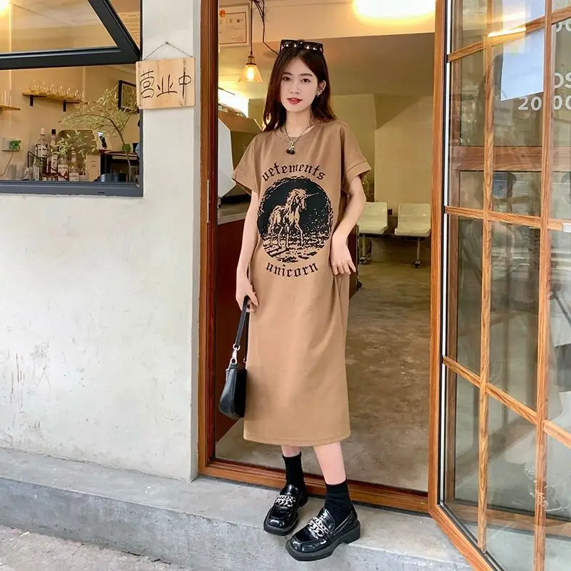 女性のための半袖Tシャツ,十分な,ファッショナブル,プリント文字,単色,夏服