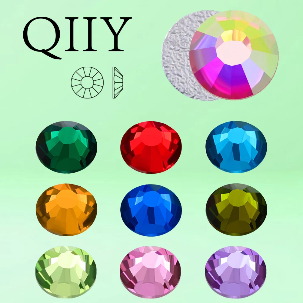 

QIIY SS6-SS20 1440Pcs Top Glass Crystal Non Hotfix Rhinestones Flatback Glitter Stones Nail Art Decorations DIY Accessories