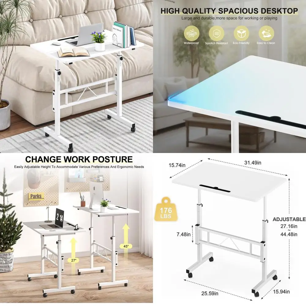 

Компактный регулируемый по высоте стол для работы стоя, портативная рабочая станция для беговой дорожки, мобильный стол для ноутбука и планшета, белый