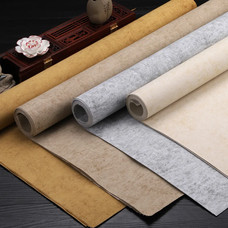 

Four Six Feet Retro Baitk Half-Ripe Xuan Paper Brush Writing Calligraphy Painting Creation Paper 10 Sheets Golden Chestnut Paper